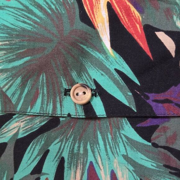 TORI RICHARD VINTAGE HAWAIIAN CAMP SHIRT MENS SIZE LARGE BLACK BIRD OF PARADISE - Picture 5 of 6